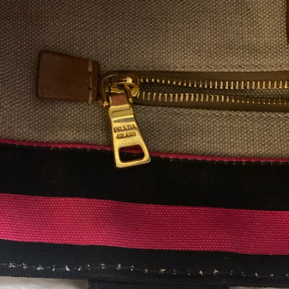 Authentic Prada Large Striped Canapa Tote - Picture 9 of 11